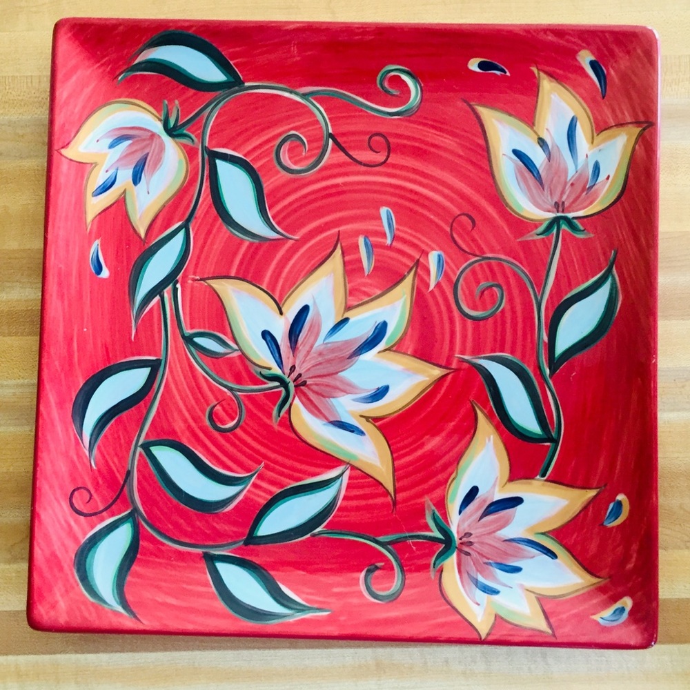 SLAH Large Red Bountiful Platter EUC